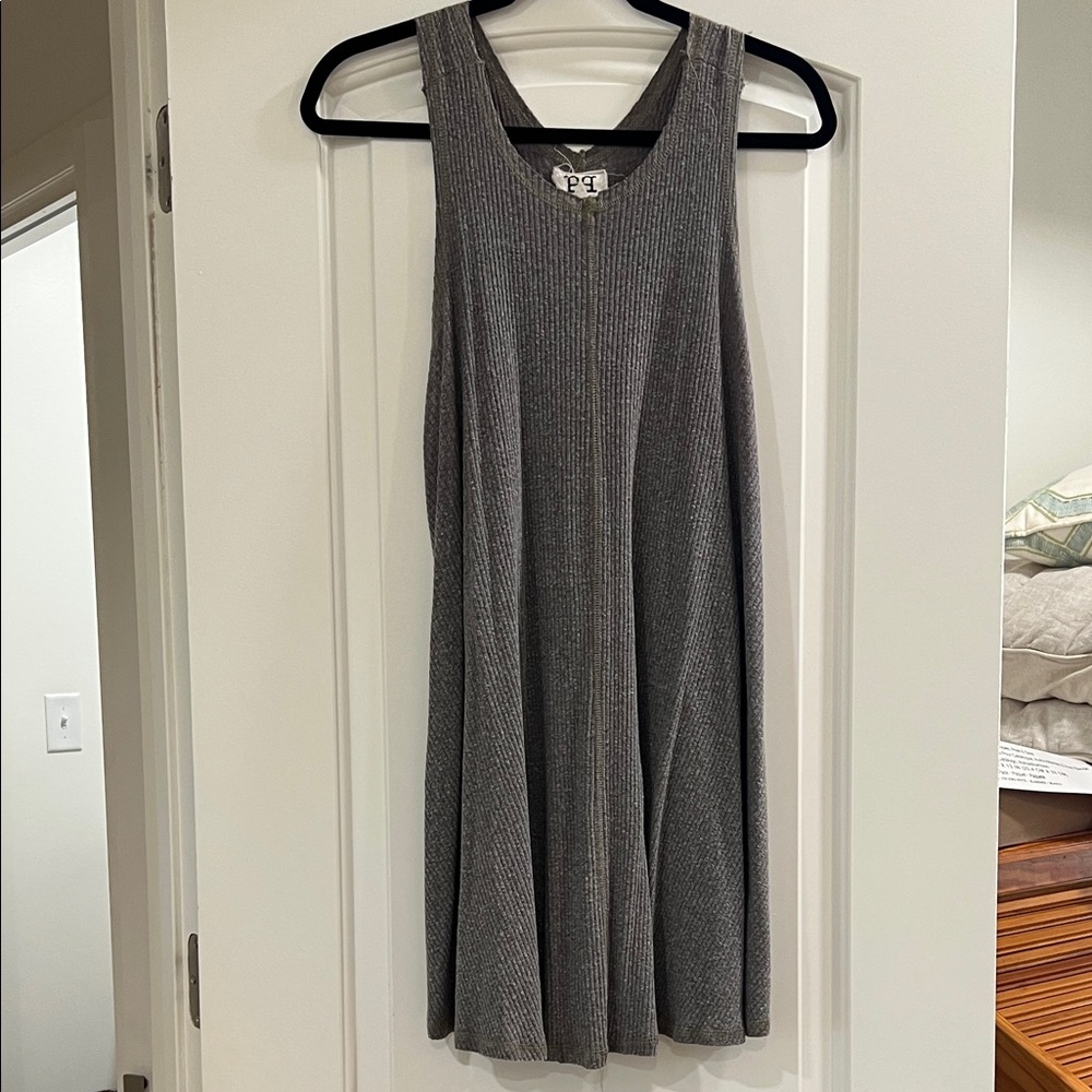 Gray Sleeveless Ribbed Dress